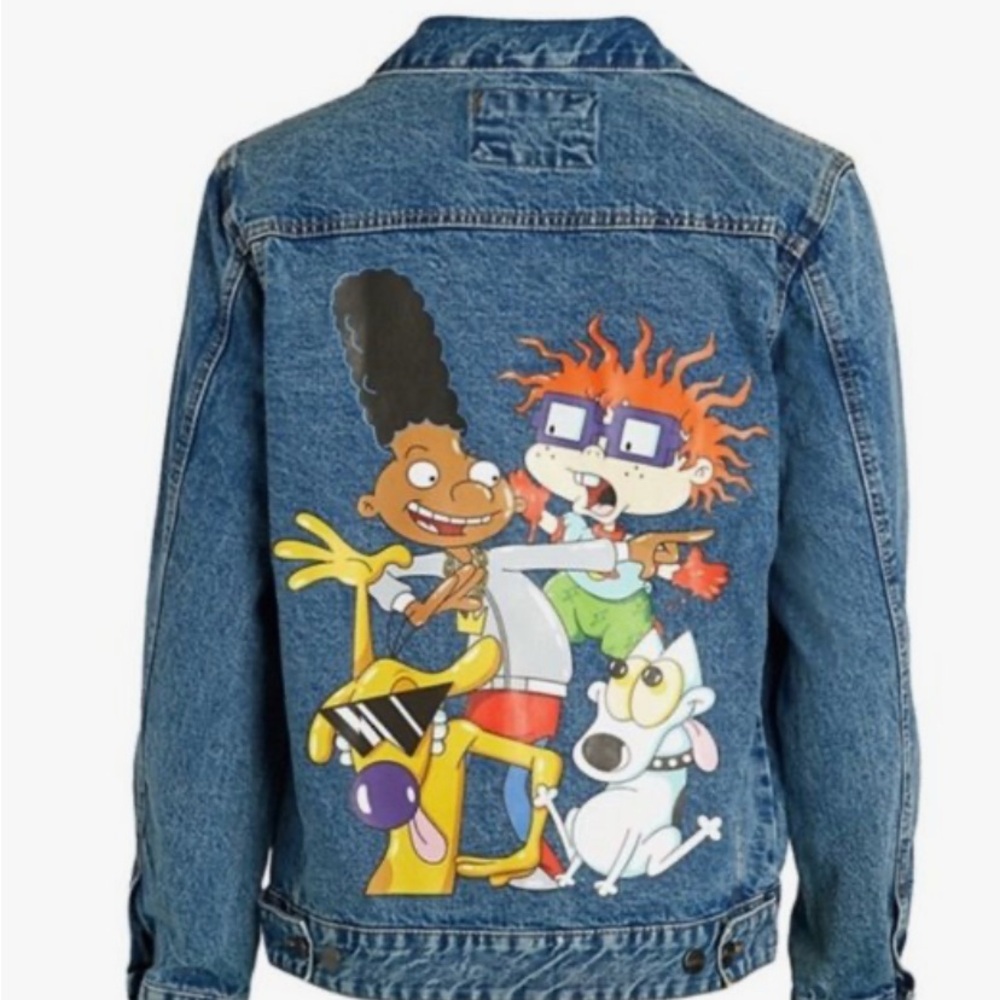Denim Jacket with 90s Cartoon Print